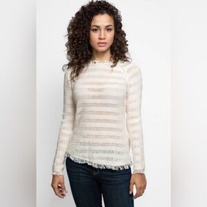 InHabit COTTON FRINGE CREW  Off White Natural Open Knit‎ 100% Cotton EUC Size S